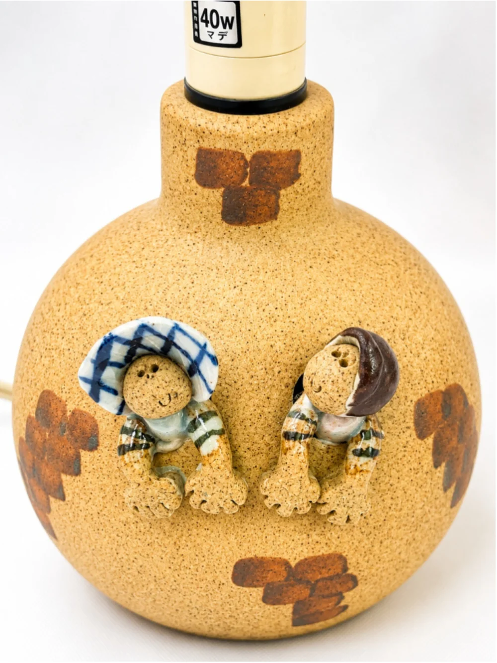 Vintage Tomo Craft Japan Pottery Table Lamp Figural Folk Art Nomad